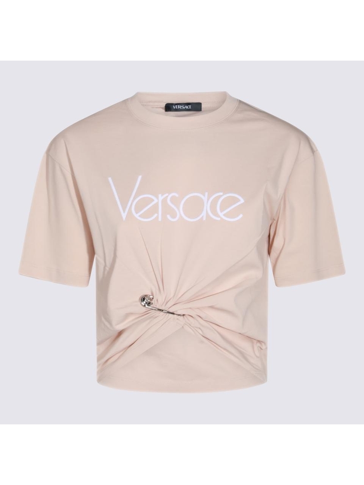 베르사체 SS25 Versace T-shirts and Polos 10188981A136102KQ70 CHAMPAGNE/WHITE