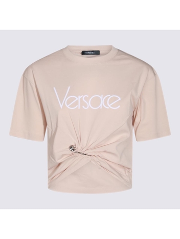 베르사체 SS25 Versace T-shirts and Polos 10188981A136102KQ70 CHAMPAGNE/WHITE