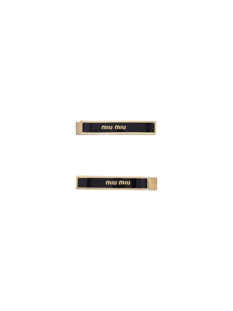 미우미우 SS25 enamel hair clips 5JF136 2F6T NERO