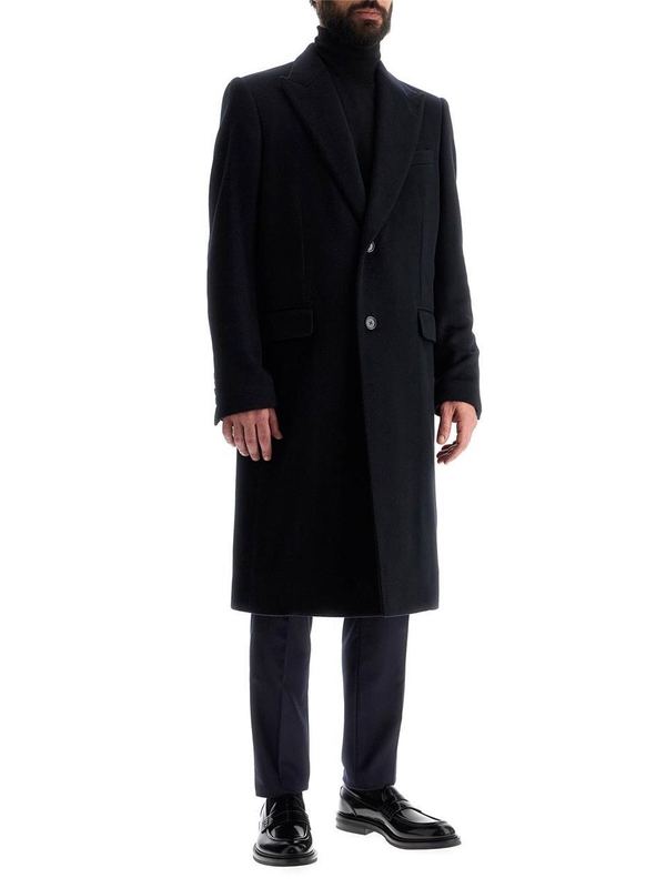 돌체앤가바나 FW24 single-breasted cashmere coat G039AT GI248 BLU SCURISSIMO 1