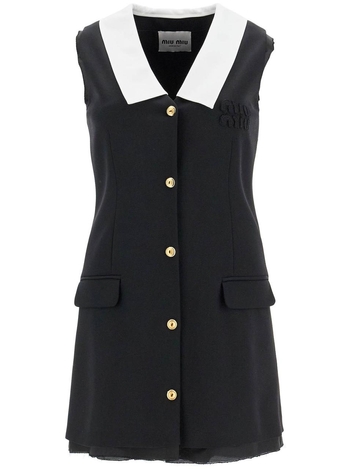 미우미우 SS25 sleeveless mini wool dress MF5620 1R1 NERO