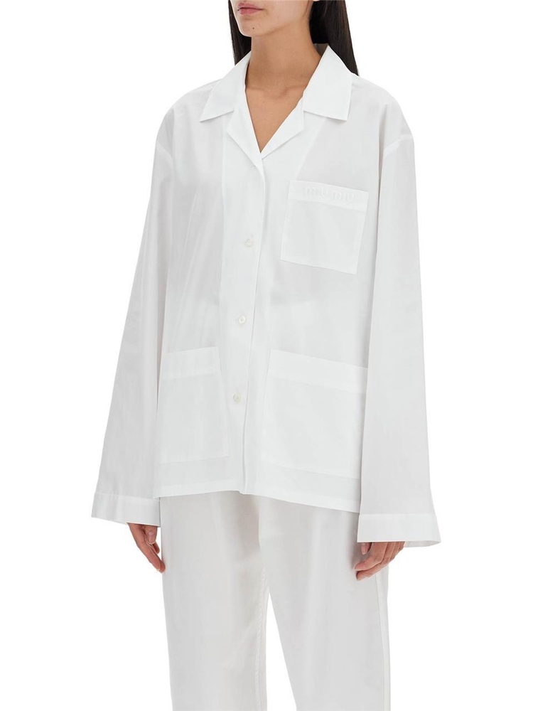 미우미우 SS25 poplin pajama shirt for MK1884 15UL BIANCO