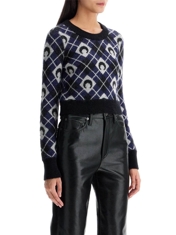 마린세르 FW24 cropped moon argyle pattern WTK044A CKNI0522 BLACK