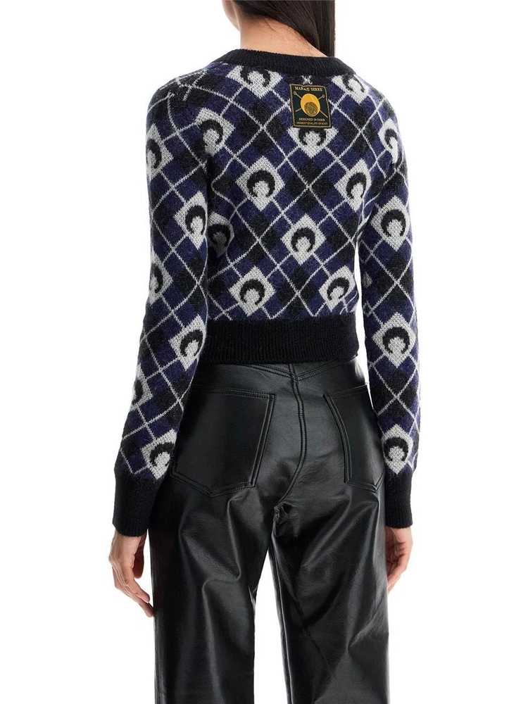 마린세르 FW24 cropped moon argyle pattern WTK044A CKNI0522 BLACK