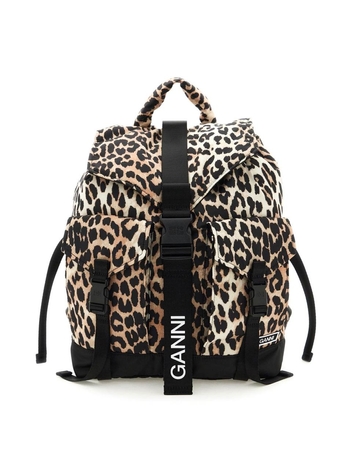 가니 SS25 animal print nylon backpack A4757 LEOPARD