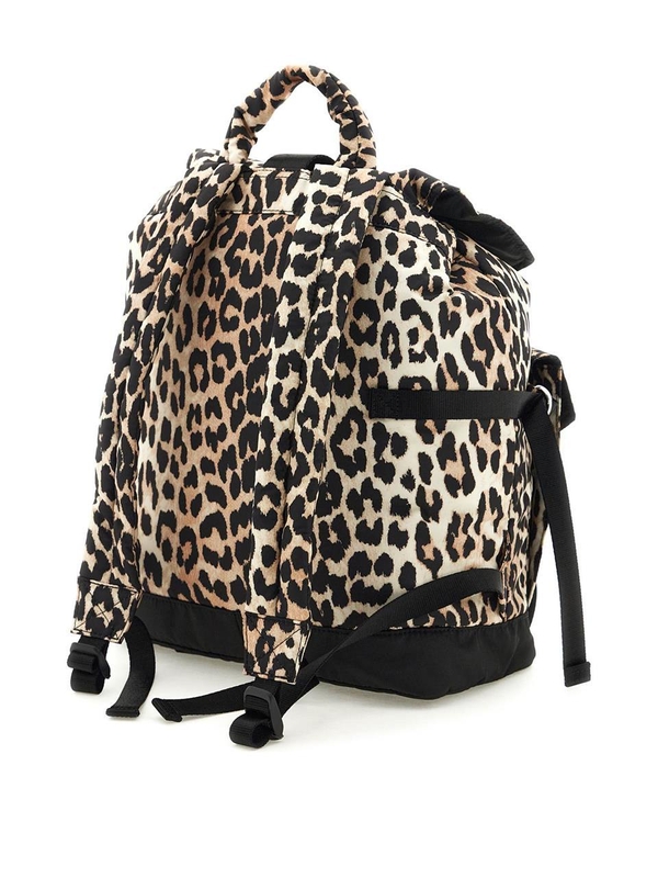 가니 SS25 animal print nylon backpack A4757 LEOPARD