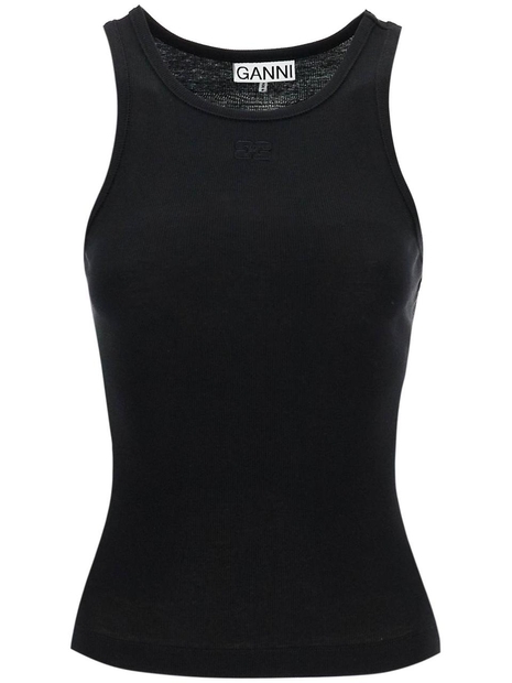 가니 SS25 ribbed tank top T3898 BLACK