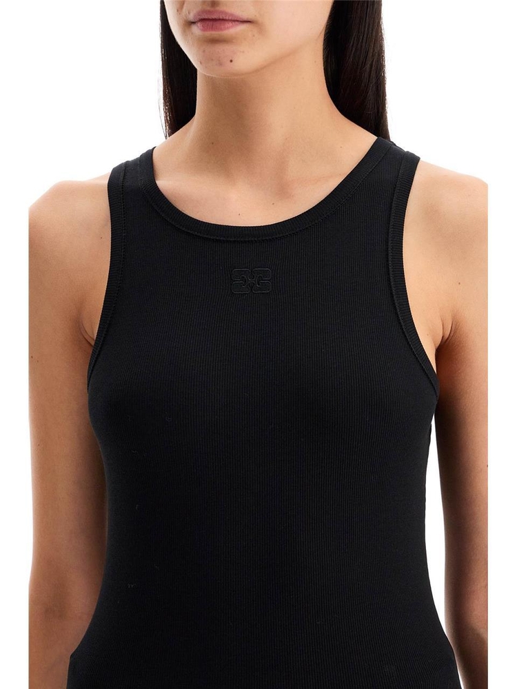 가니 SS25 ribbed tank top T3898 BLACK