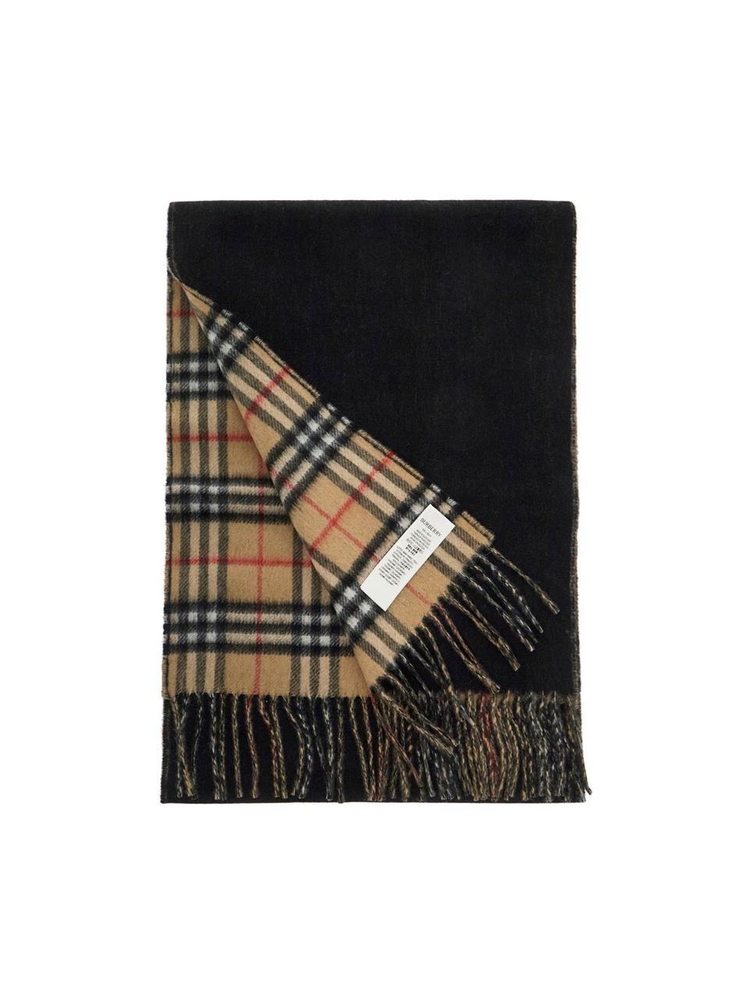 버버리 SS25 reversible cashmere check scarf 8074674 ARC BEIGE/ BLACK