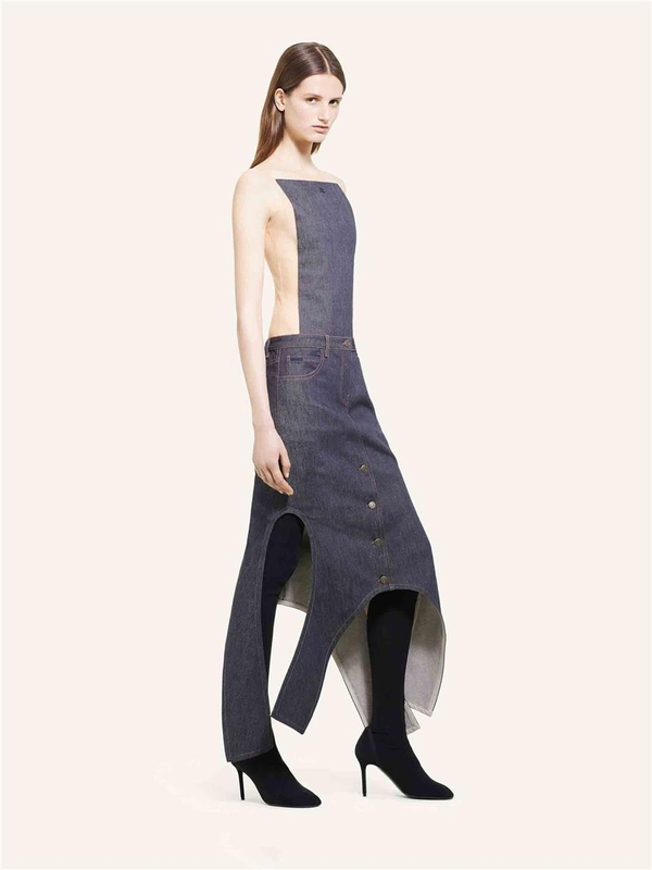 꾸레쥬 FW24 Inverted Denim Midi Skirt 424DJU206DE0035 One Color