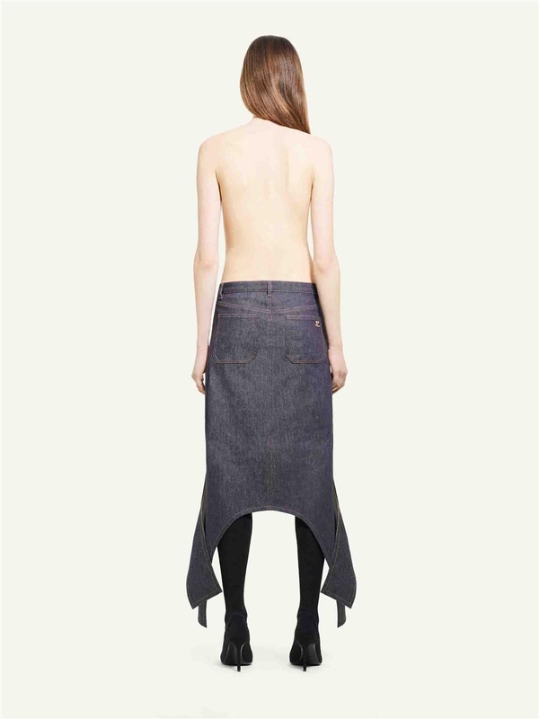 꾸레쥬 FW24 Inverted Denim Midi Skirt 424DJU206DE0035 One Color