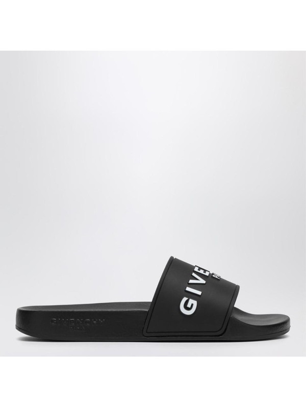 지방시 SS25 Givenchy Black slippers with logo BH301TH1H4 Black