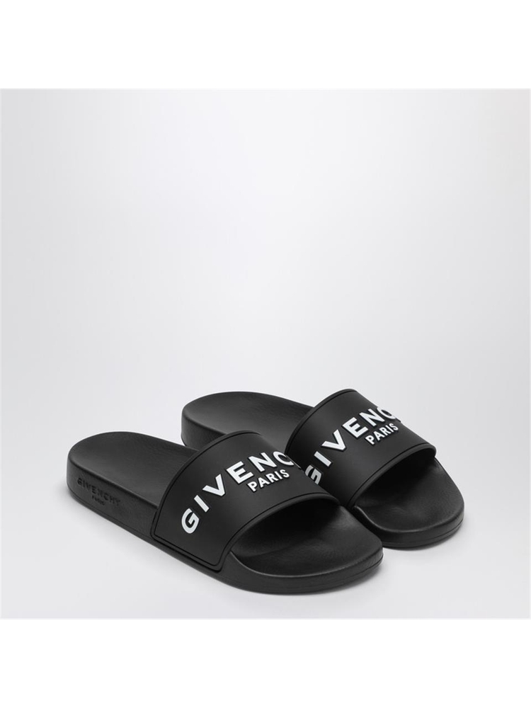 지방시 SS25 Givenchy Black slippers with logo BH301TH1H4 Black