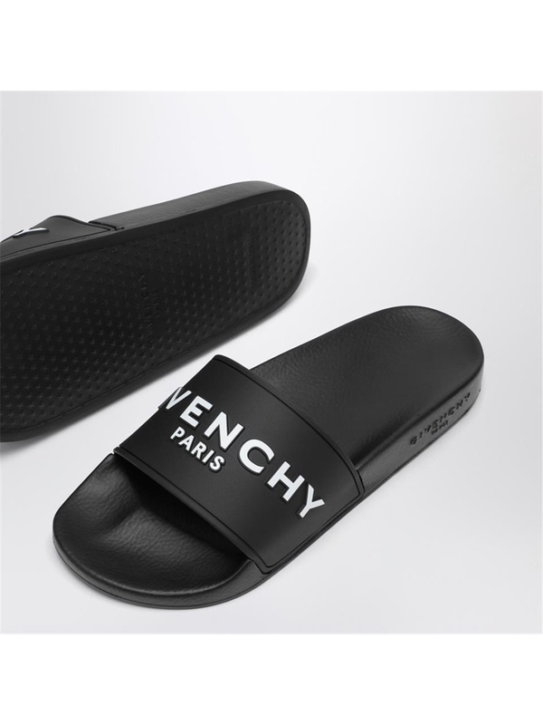 지방시 SS25 Givenchy Black slippers with logo BH301TH1H4 Black