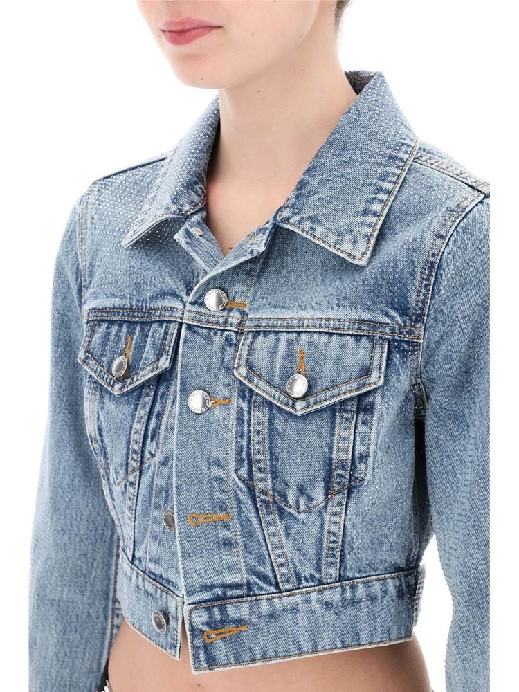 알렉산더 왕 SS24 denim jacket with micro rhinest 1WC2242336 VINTAGE LIGHT INDIGO