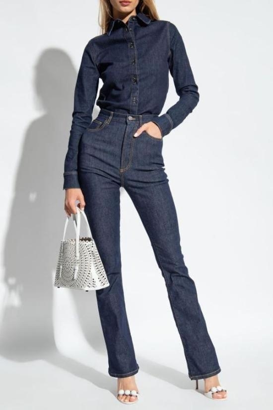 [해외배송] 24SS 알라이아 스트레이트 팬츠 AA9P01714T573 516 BLUE DENIM Blue