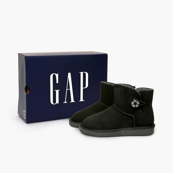 GAP 스웨이드 포인트 버튼 부츠 블랙