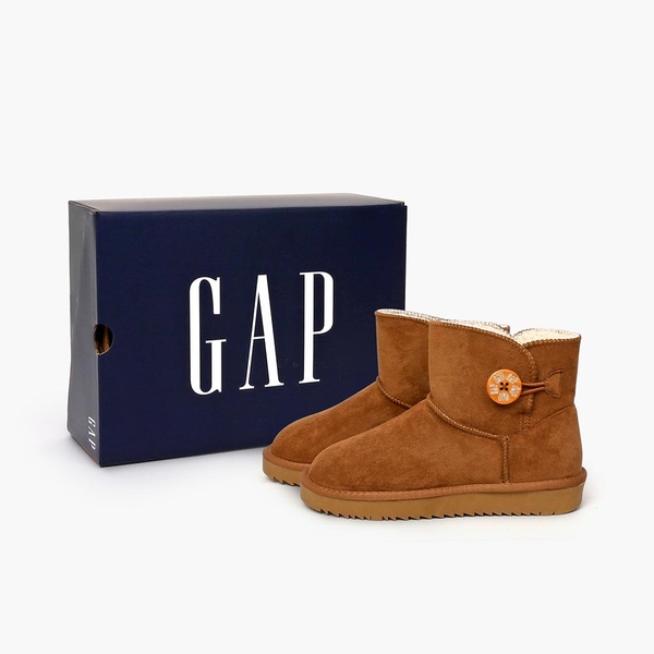 GAP 스웨이드 포인트 버튼 부츠 브라운