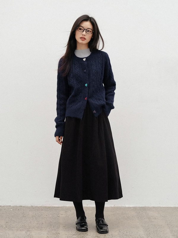 LS_Corduroy flared banding skirt_2color