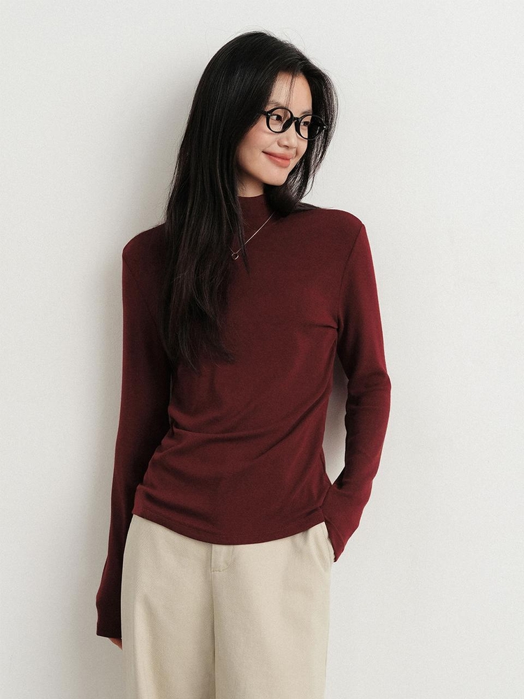 LS_Half-turtleneck slim knit top_4color