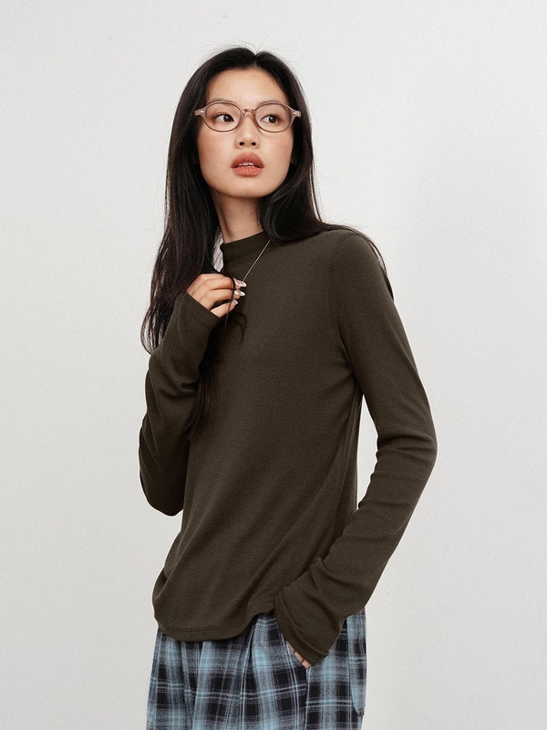 LS_Semi turtleneck slim knit top_4color