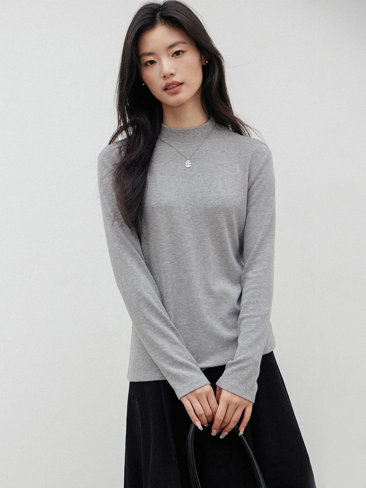 LS_Semi turtleneck slim knit top_4color