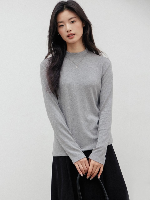 LS_Semi turtleneck slim knit top_4color