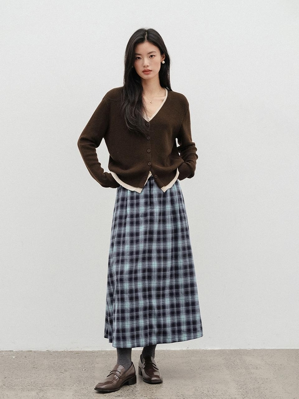 LS_Check long A-line skirt