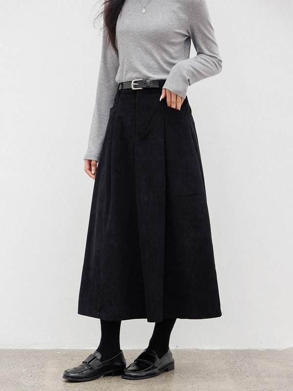 (12/3 예약배송) LS_Corduroy simple black skirt