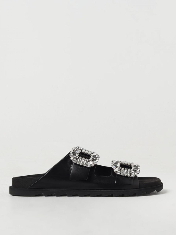 로저비비에 SS25 Roger Vivier leather sandal with jewel buckles RVW45818820BSS B999 Black