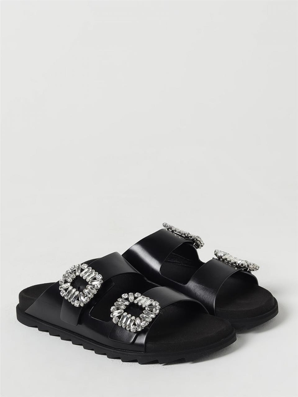 로저비비에 SS25 Roger Vivier leather sandal with jewel buckles RVW45818820BSS B999 Black