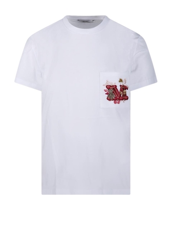 막스마라 SS25 NUNZIO T-SHIRT WITH STRASS 2511941021600 White