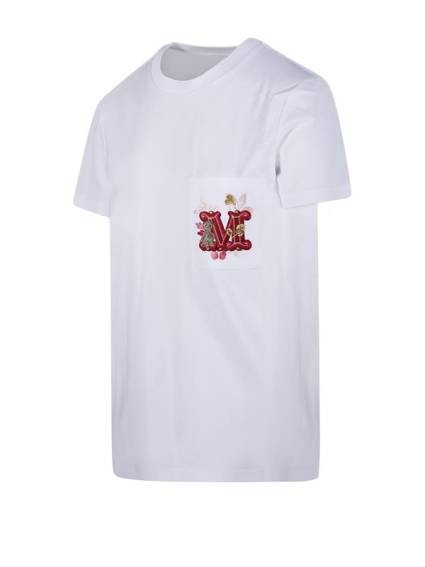 막스마라 SS25 NUNZIO T-SHIRT WITH STRASS 2511941021600 White