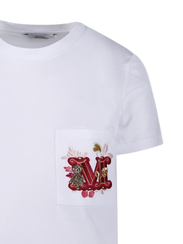 막스마라 SS25 NUNZIO T-SHIRT WITH STRASS 2511941021600 White