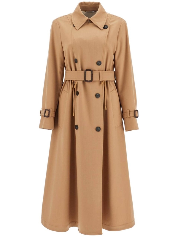 위켄드 막스마라 FW24 wool blend trench coat in FATUO CAMMELLO