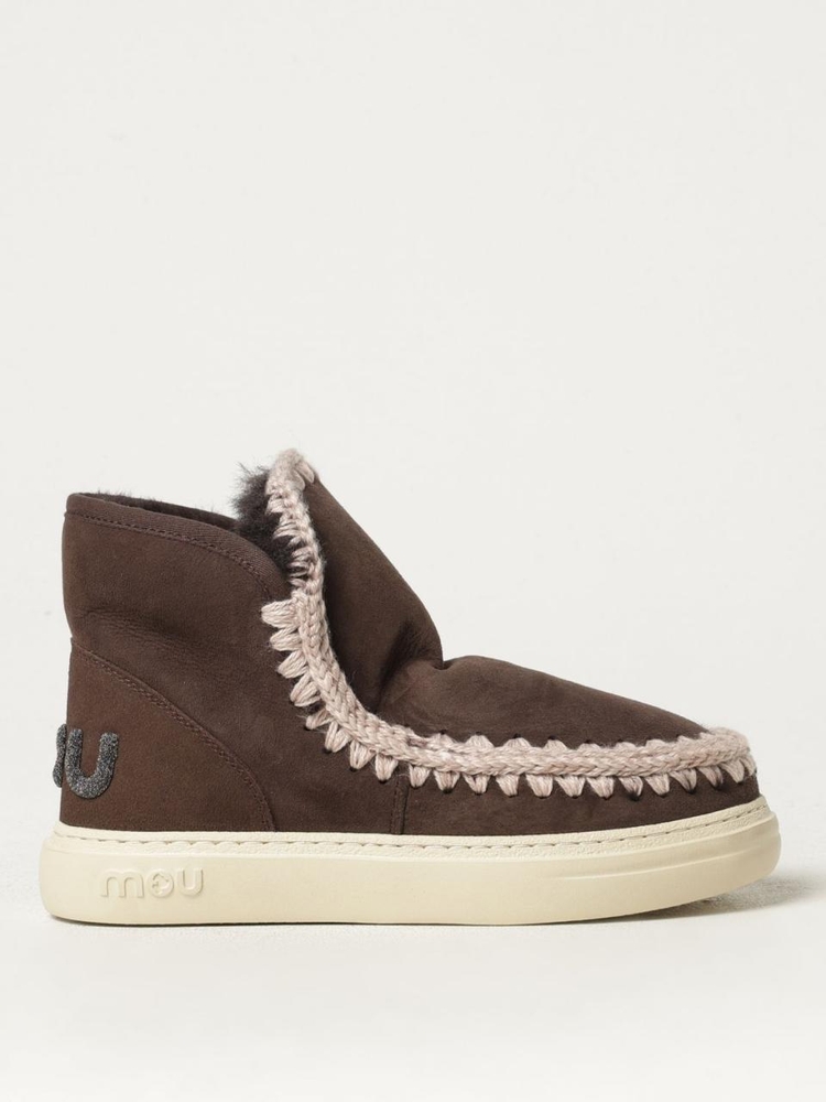 모우 FW24 Eskimo Sneaker Bold Mou Boot in Suede and Crochet Wool FW411001A MOCHA Brown