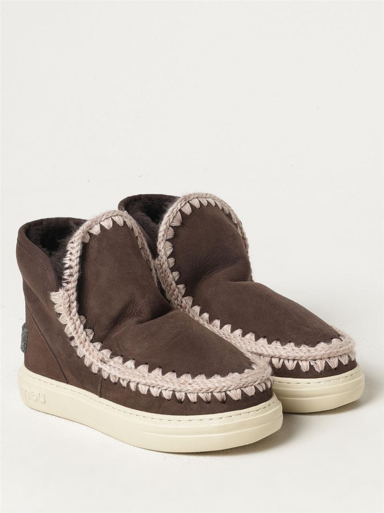 모우 FW24 Eskimo Sneaker Bold Mou Boot in Suede and Crochet Wool FW411001A MOCHA Brown