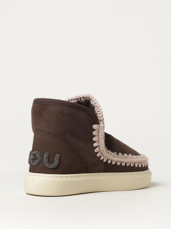 모우 FW24 Eskimo Sneaker Bold Mou Boot in Suede and Crochet Wool FW411001A MOCHA Brown