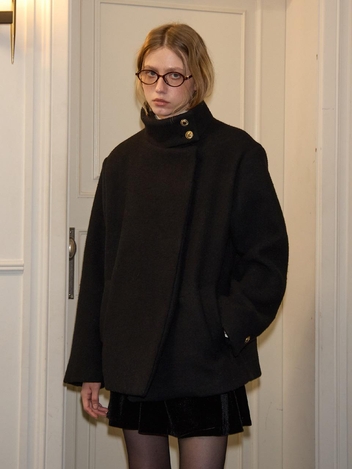 High Neck Classic Coat_ Black