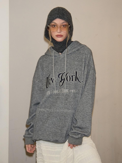 New York Hood Knit_ Gray