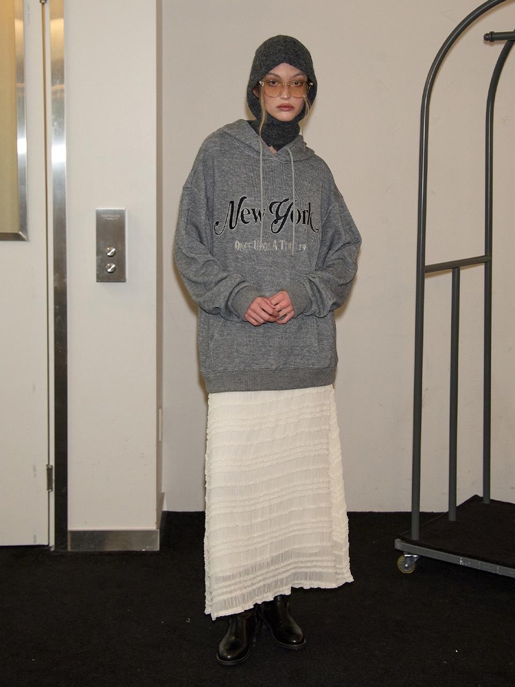 New York Hood Knit_ Gray