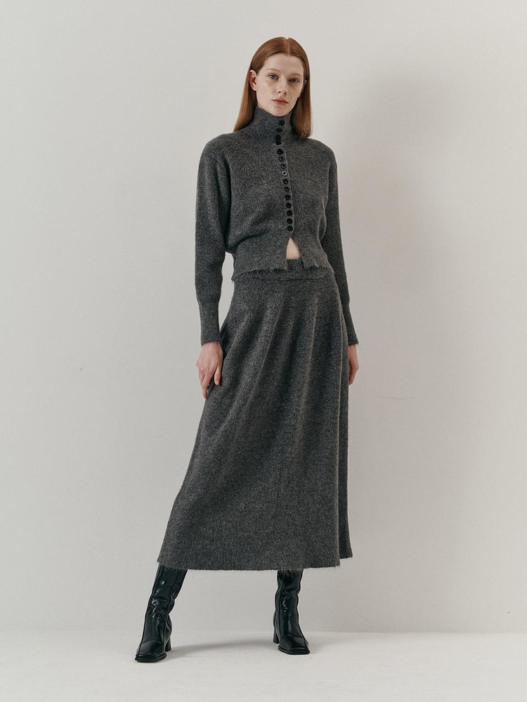 12/24예약배송_WD_Button neck cardigan skirt set_2color