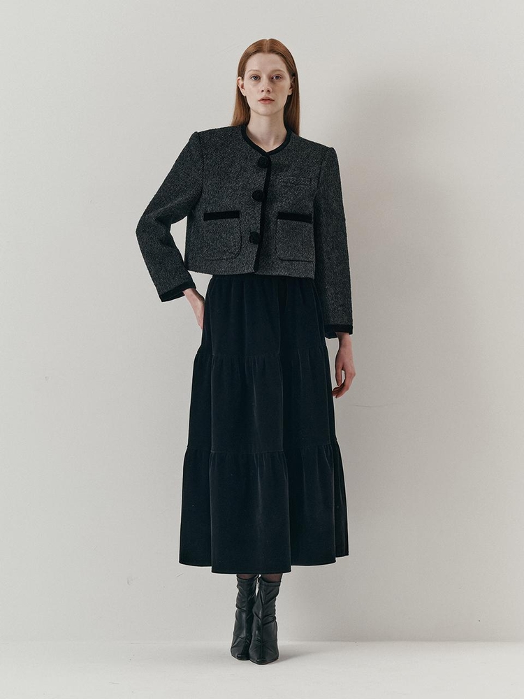 WD_Flower tweed jacket and skirt set