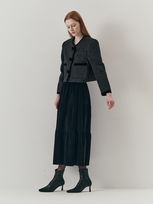 WD_Flower tweed jacket and skirt set