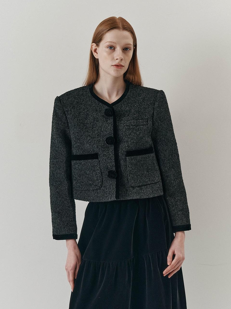 WD_Flower tweed jacket and skirt set