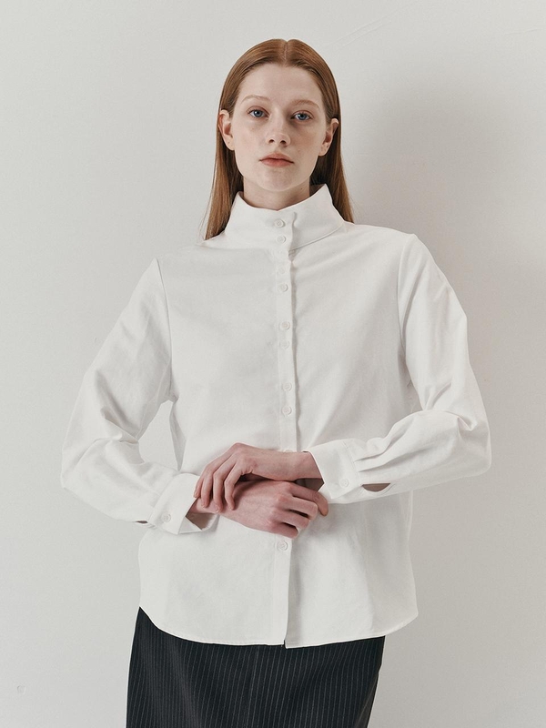 WD_Solid color high neck shirt_WHITE