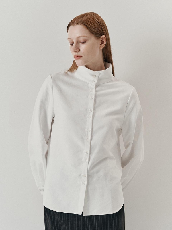 WD_Solid color high neck shirt_WHITE