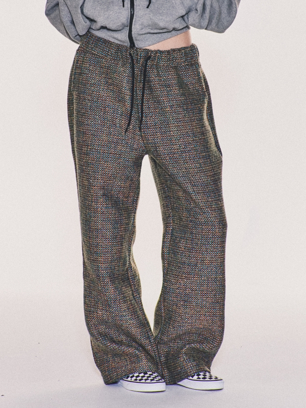 AVRIL TWEED WIDE LONG PANTS (BLUE)