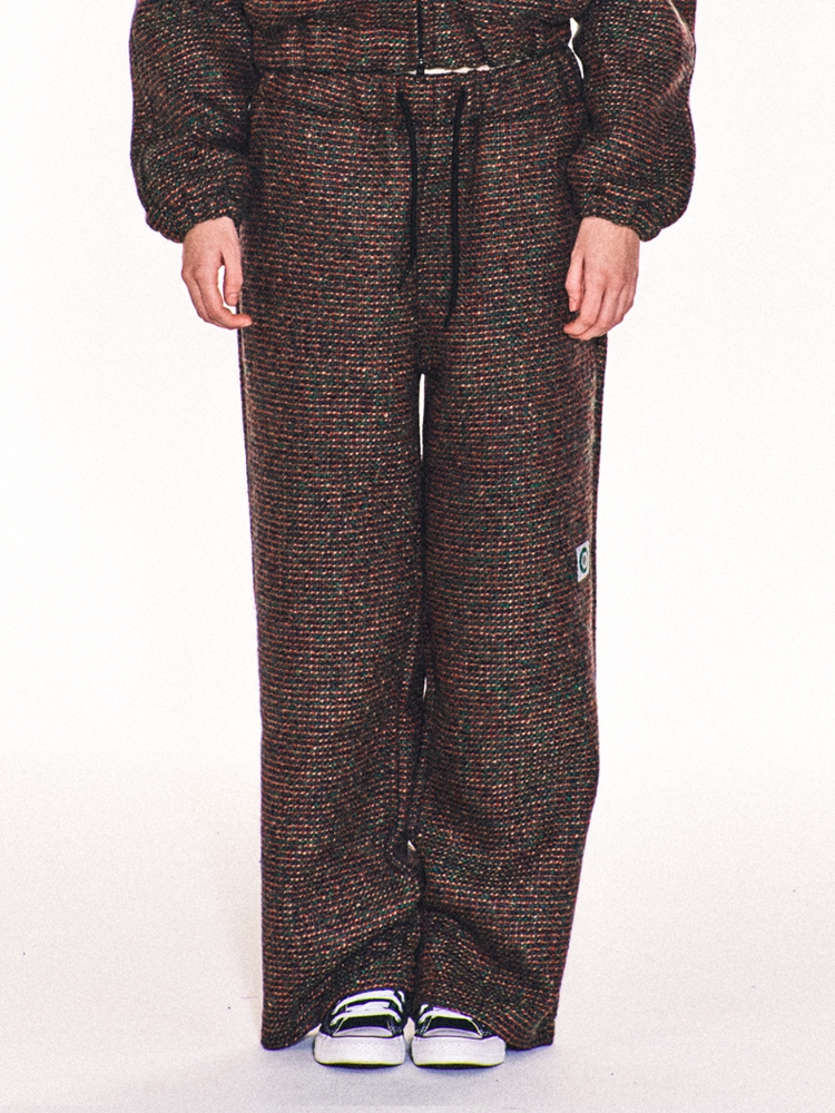 AVRIL TWEED WIDE LONG PANTS (GREEN)