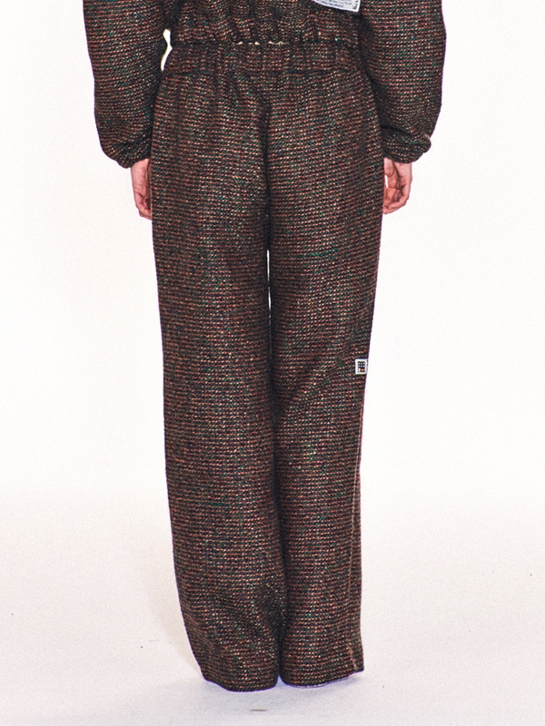 AVRIL TWEED WIDE LONG PANTS (GREEN)